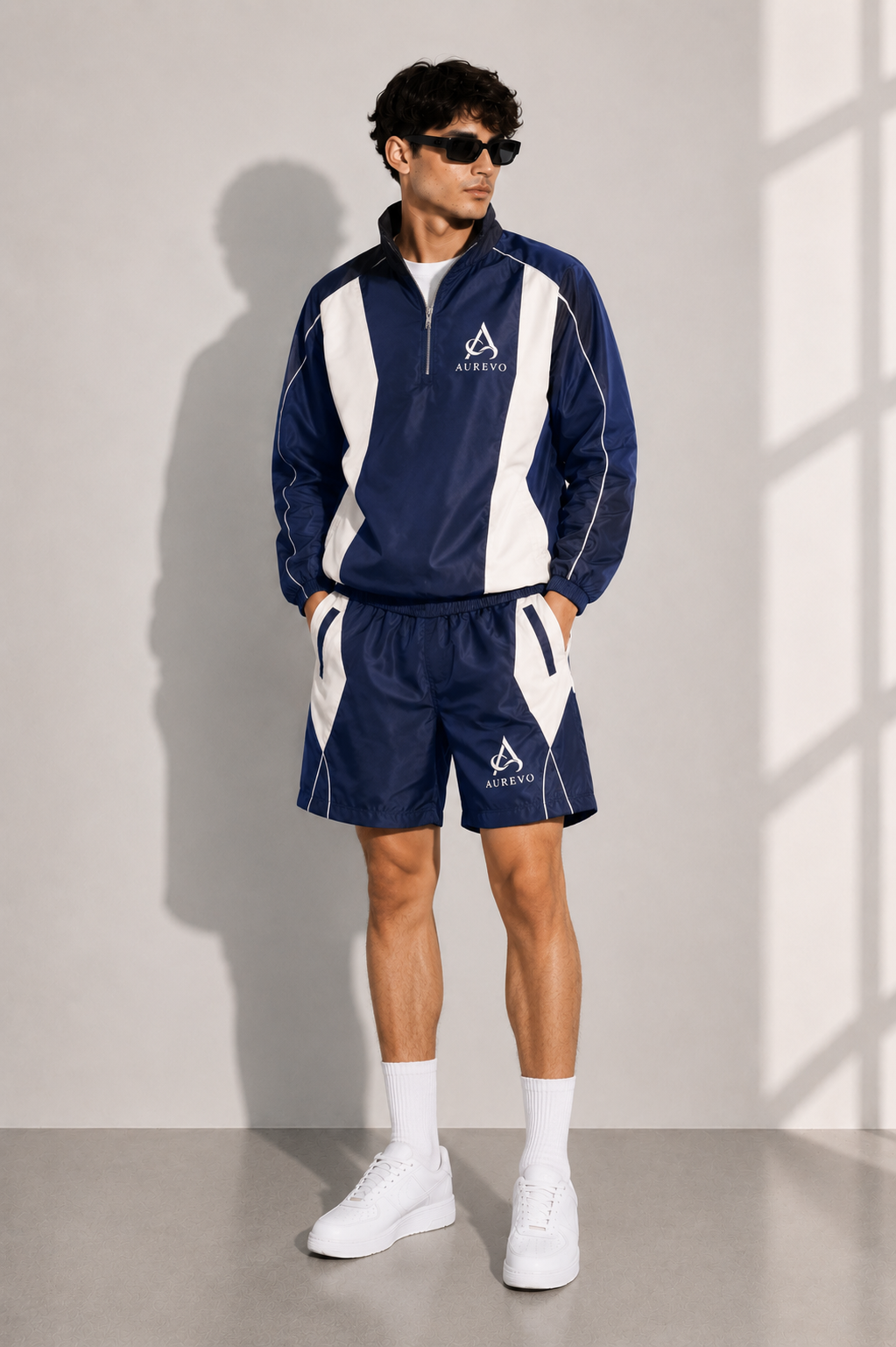 AUREVO "Breaker" Color-Block Shorts set